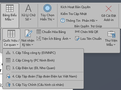 Bảng biểu mẫu