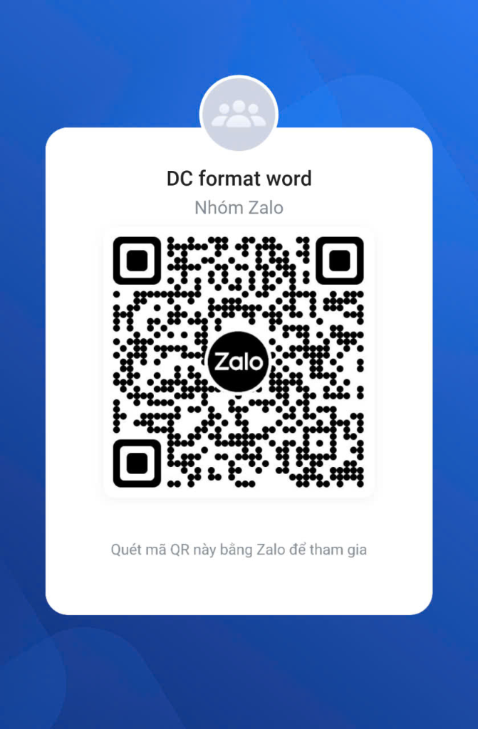 Mã QR tham gia nhóm Zalo DC FORMAT WORD